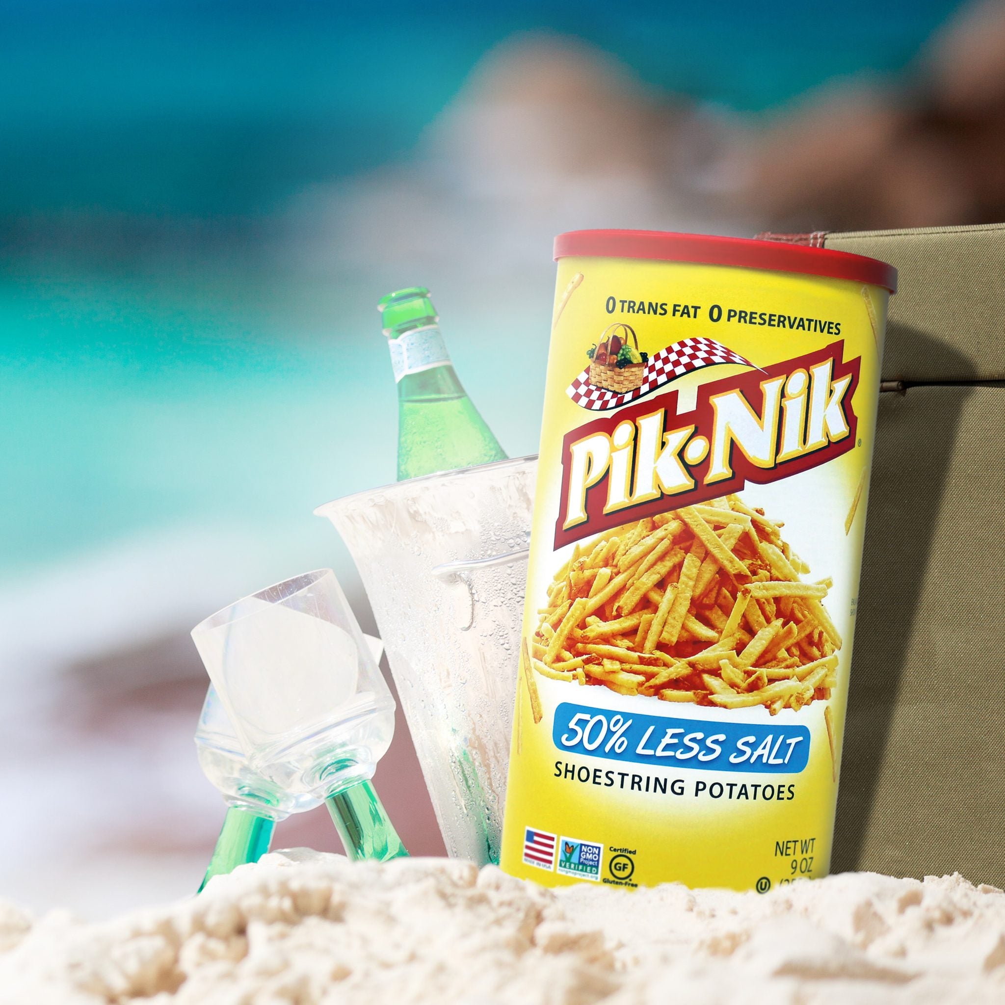Pik-Nik Shoestring Potatoes: 50% Less Salt, BIG 9 OZ - Healthy Snack Deal
