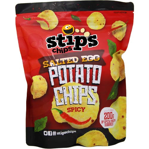 Get Your Hands on Spicy Salted Egg Flavored Potato Chips - Stips Chips!