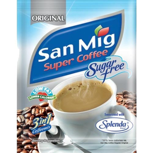 San Mig 3-in-1 Sugar-Free Original Super Coffee Mix - 280g Pack of 40 Sachets