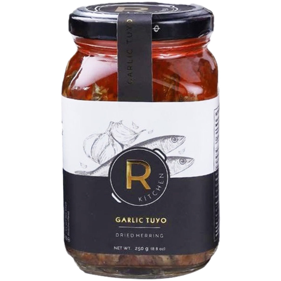 R Kitchen Gourmet Pasteurized Bottled 250G Deboned Dried Herring with Garlic Flavor