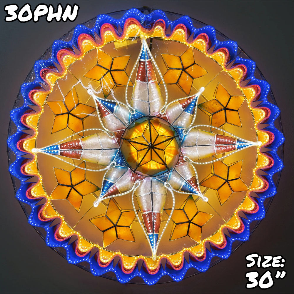 Philippine Handmade Christmas Capiz Parol Star Lantern with Multi - color LED Show, 30 Inches, 4 KG, 110V