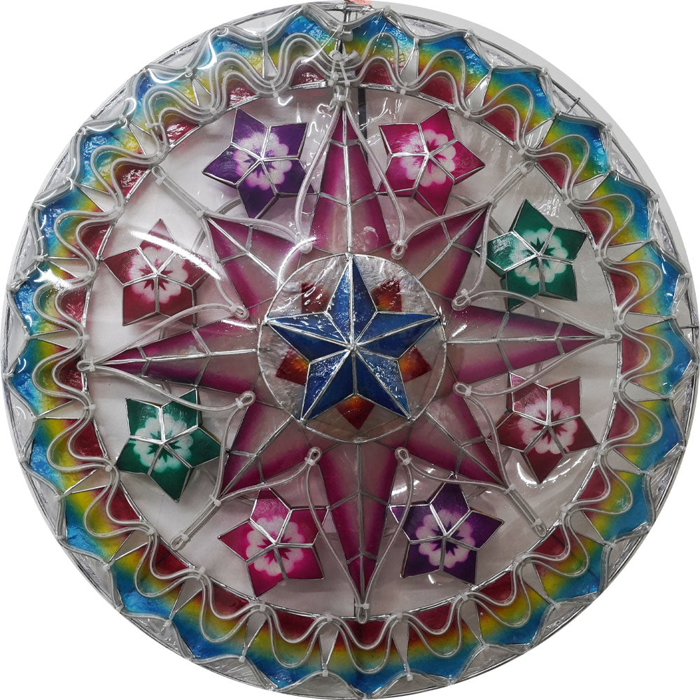 Hot Sale! Philippines Handmade Capiz Shell Christmas Parol Lantern Star in Blue, Red, Purple, White - 24 Inches, 2 KG, 110 V