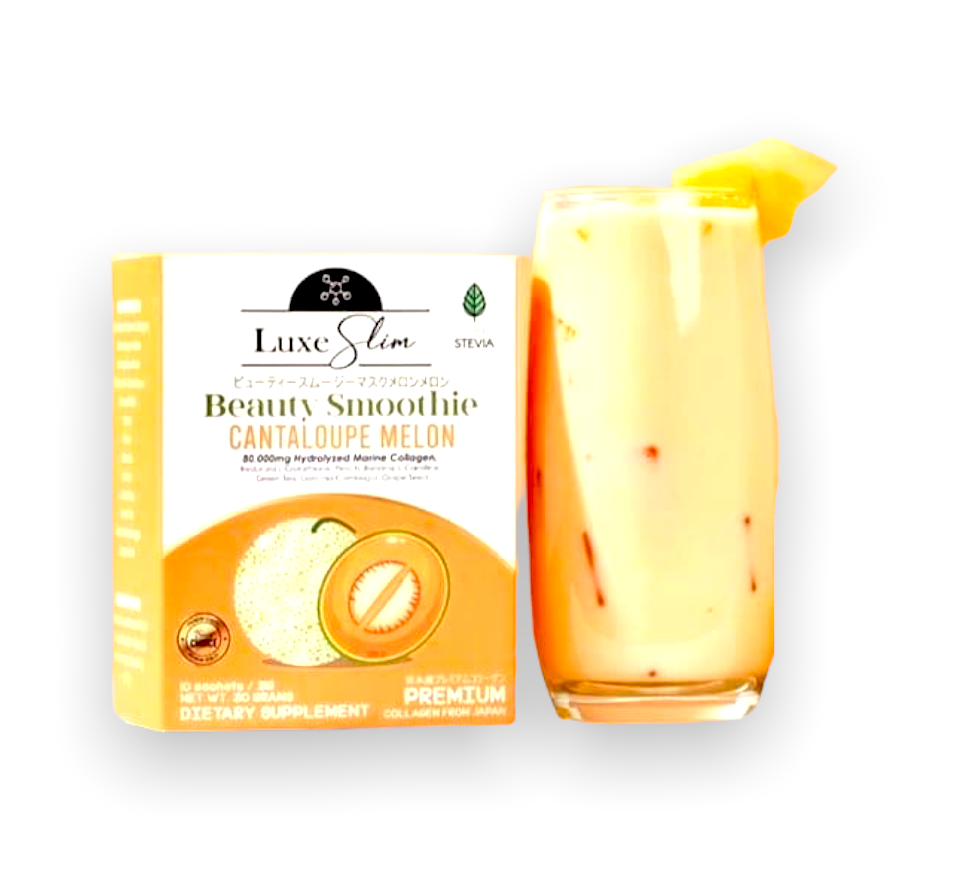 Premium Japanese Collagen Cantaloupe Melon Beauty Smoothie - 10 Pouches of 21g Each