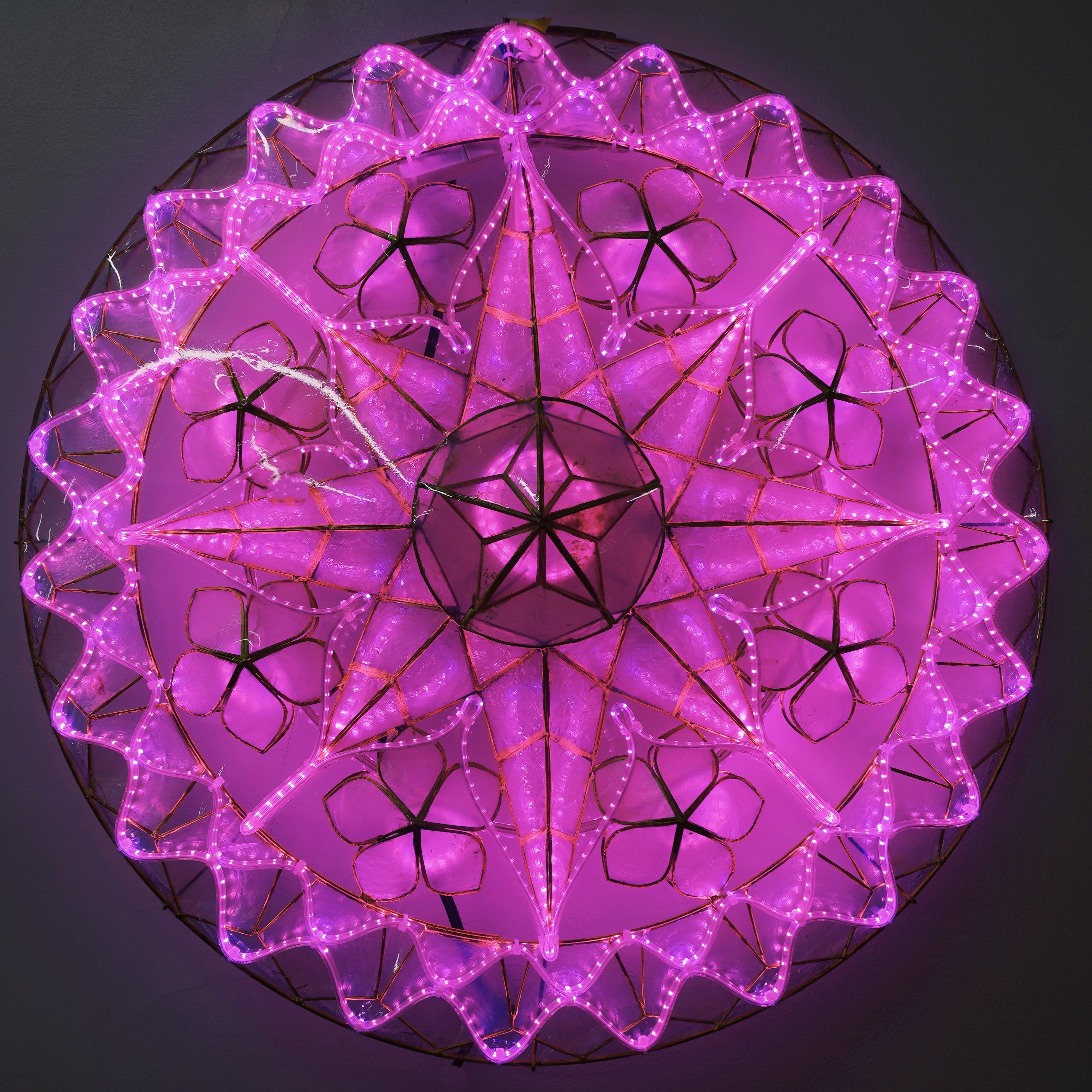 Limited Offer! Purple Filipino Christmas Capiz Parol Lantern Star (Tala) - 24 Inches, 2 KG, 110 V LED Show (ACTala20)