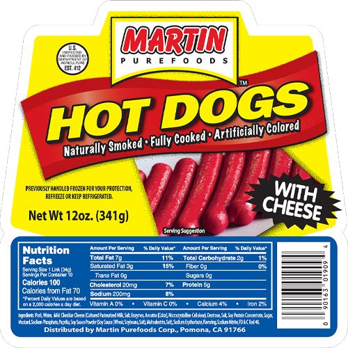 Martin Purefoods 12-OZ Cheese-Filled Hot Dogs - A Tasty Treat!