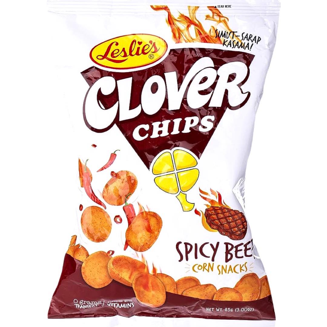 Leslie's Spicy Beef Flavored Corn Clover Chips - 85 G Snack