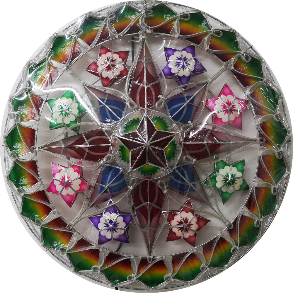 24-Inch Filipino Handmade Christmas Capiz Parol Star Lantern - Green, Blue, Red (110V, 2KG)
