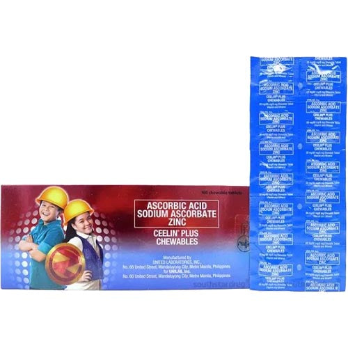 Ceelin Plus Chewables: Ascorbic Acid, Sodium Ascorbate & Zinc - 100 Tablets | Boost Kids' Immunity