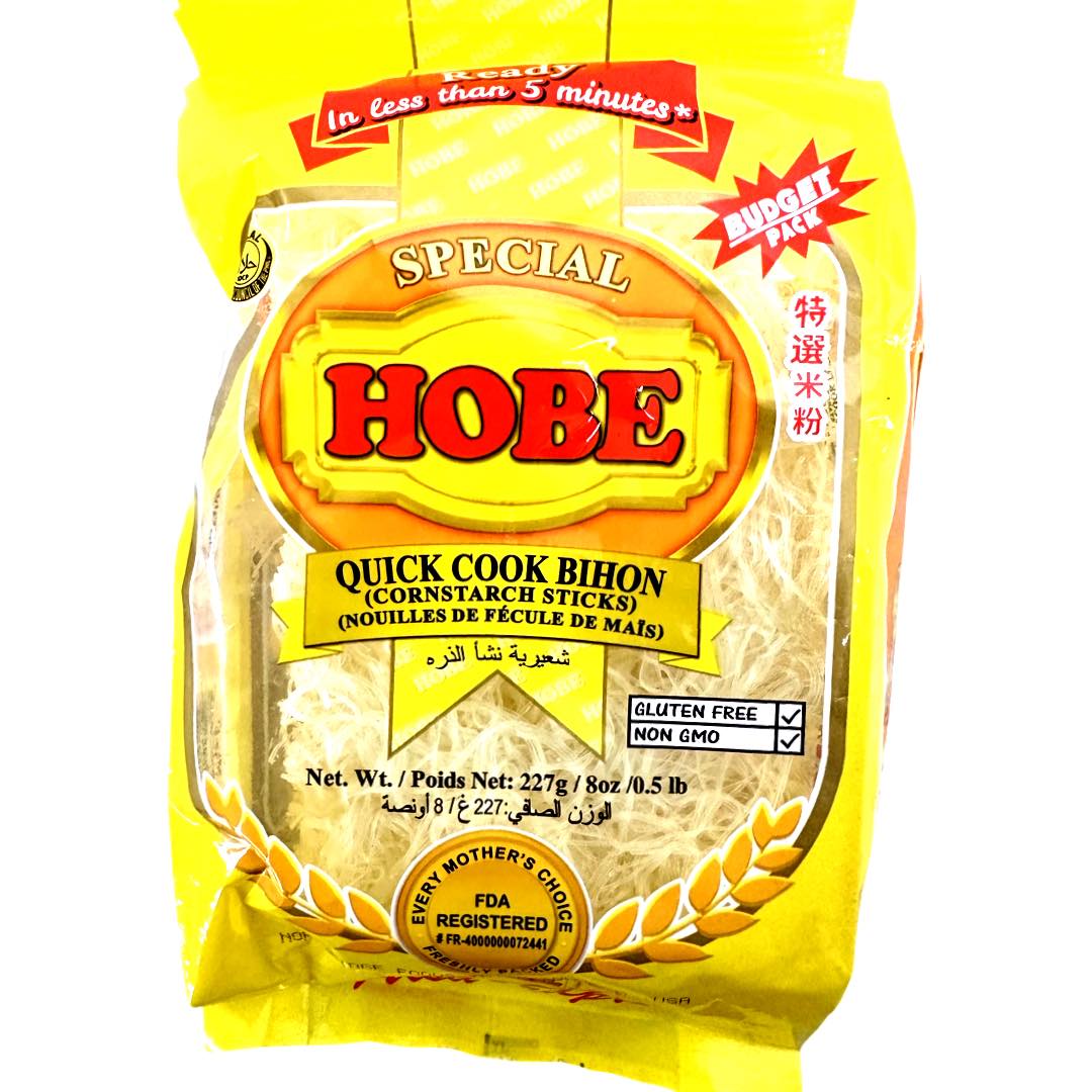 Hobe Special Gluten-Free, Non-GMO Quick Cook Cornstarch Bihon Noodles - 8 oz or 16 oz Pack