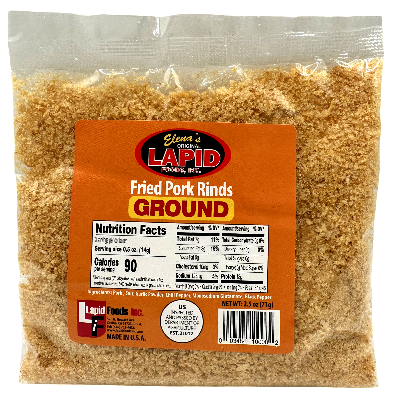 Elena's Premium Ground Fried Pork Rinds - 2.5 OZ