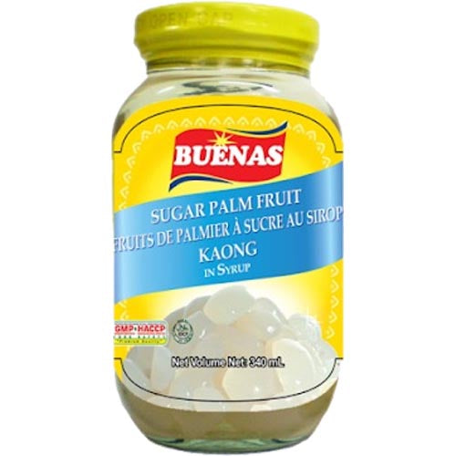 Buenas White Sugar Palm Fruit (Kaong) in Syrup - 12 OZ Jar, Ideal for Filipino Dishes