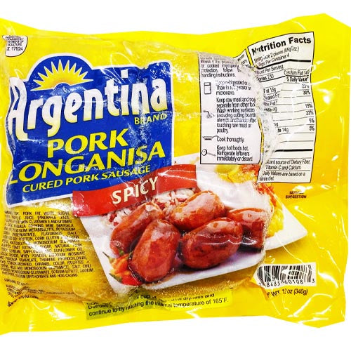 Hot Deal! Spicy Argentina Brand Cured Pork Sausage - Pork Longanisa, 12 OZ