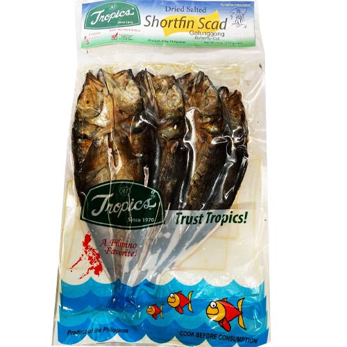 Tropics 6 OZ Dried Salted Shortfin Scad (Galunggong) Butterfly Cut - Ideal Long - Shelf - Life Snack