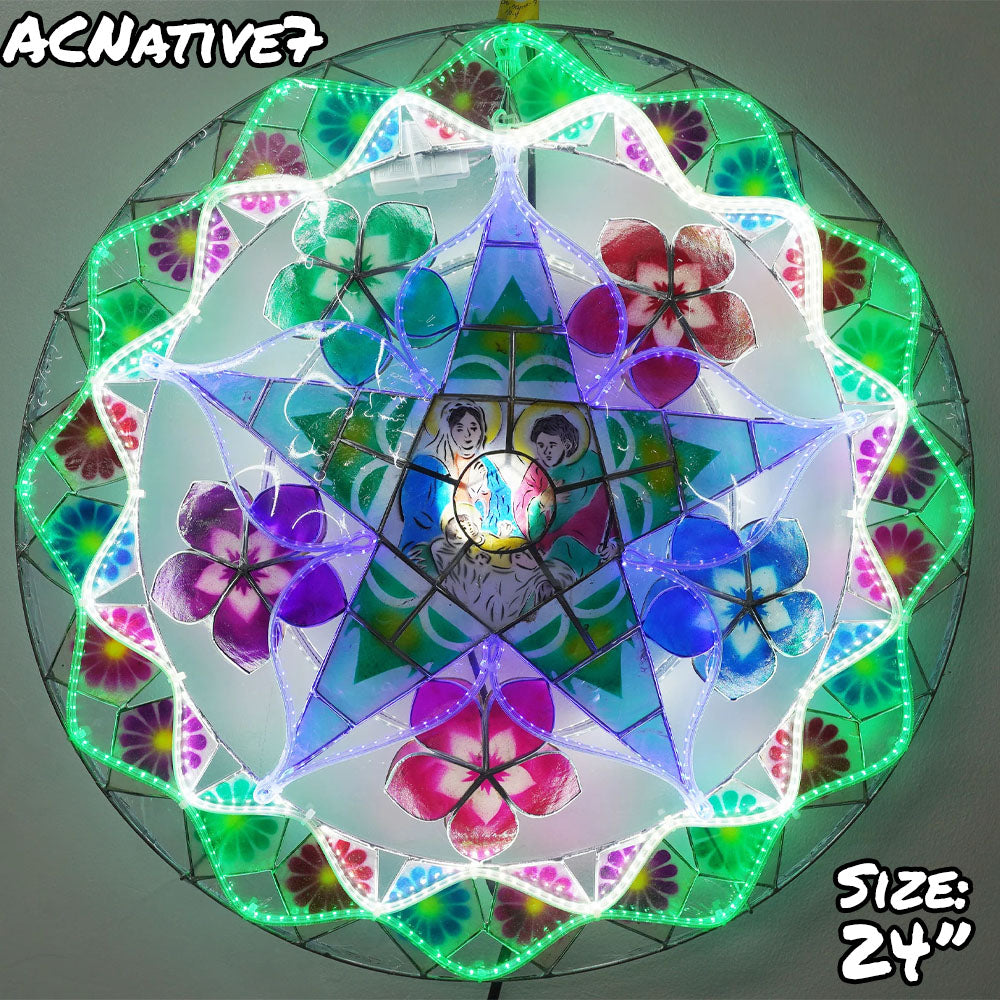 Hot! Philippines Handmade Christmas Capiz Parol Lantern Star - Green/Blue/White, 24 Inches, 2 KG, 110 V