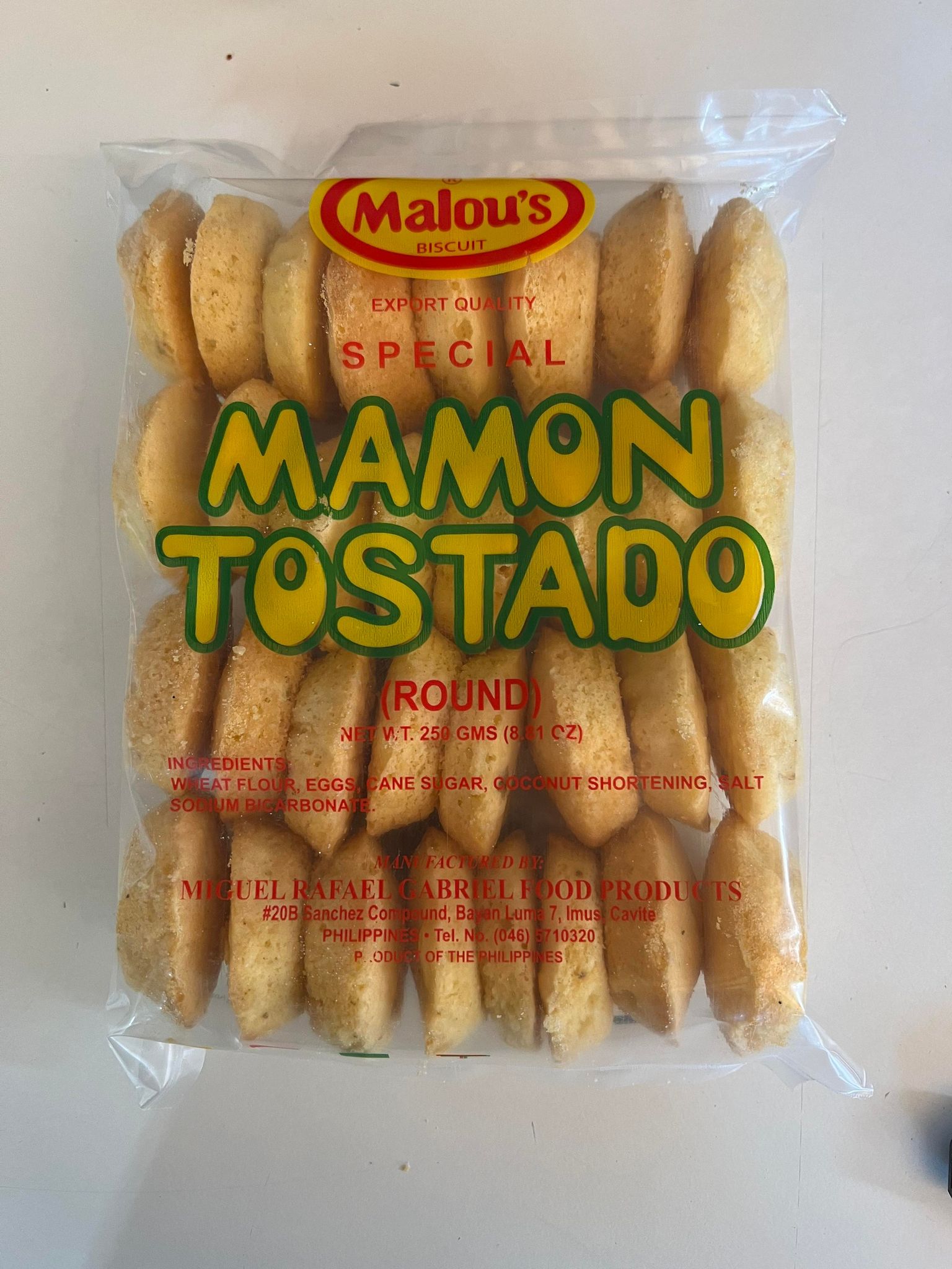 Malou's Special Round Biscuits - Mamon Tostado, 250 G - Great for Snack Lovers