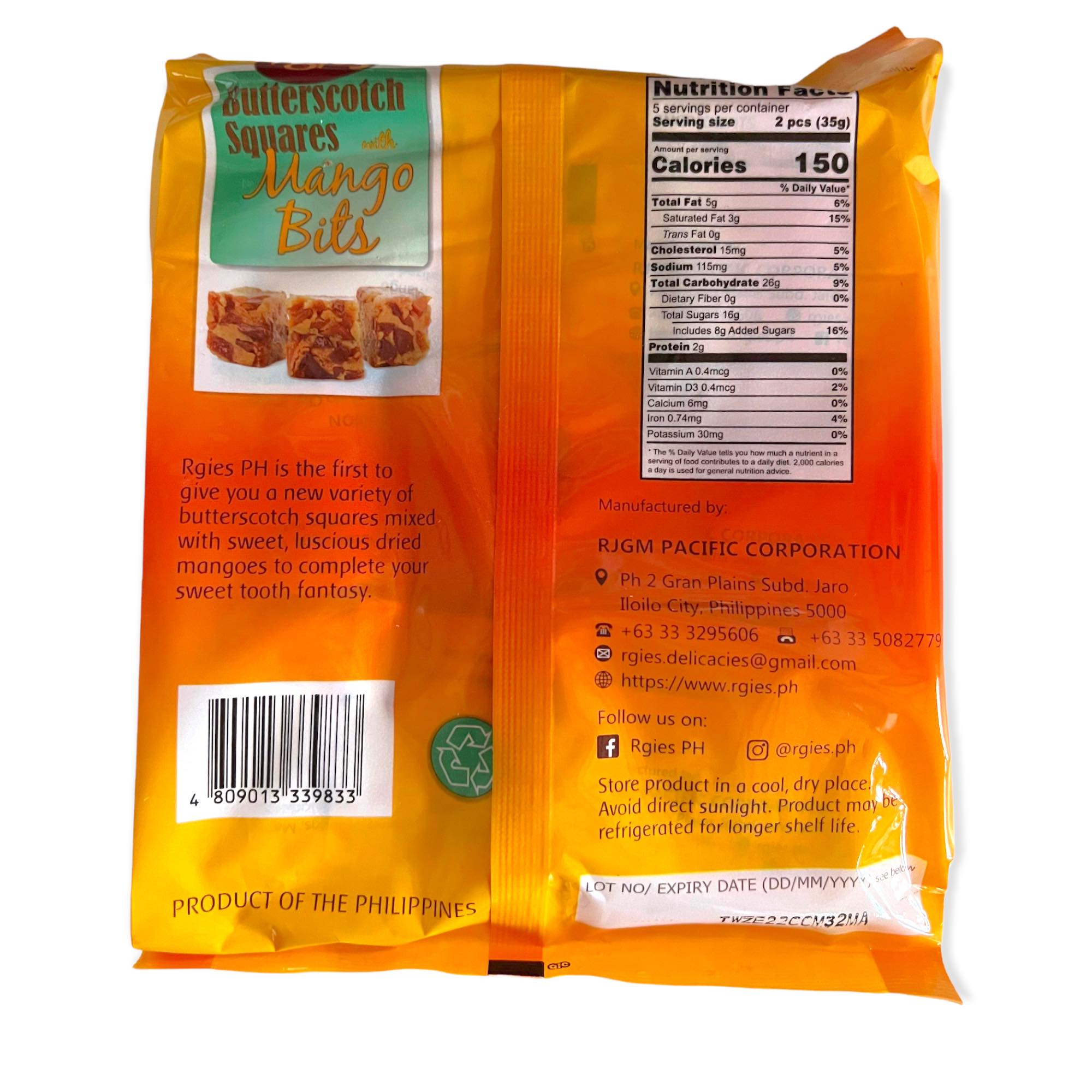 Delicious Butterscotch Squares with Mango Bits - 10 Pieces (170 G) - Great Treat!