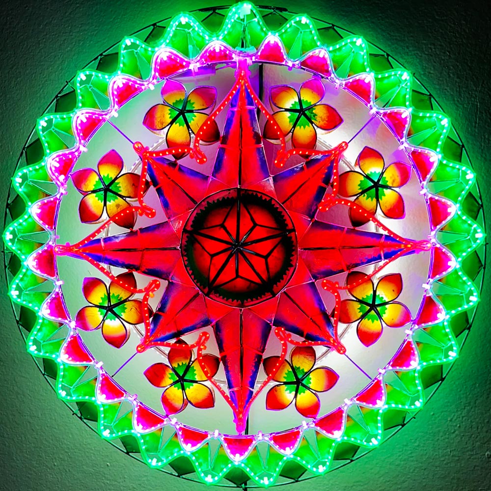 Limited Offer! Philippines Christmas Capiz Parol Lantern Star in Purple, Red, Green - 24 Inches, 2 KG, 110 V