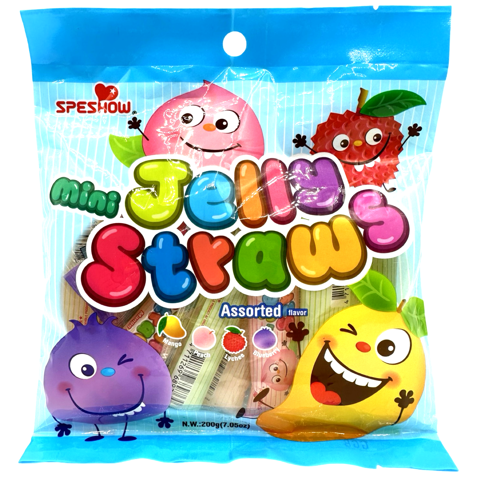 ABC Speshow Assorted Flavor Mini Jelly Straws - 200 G (BLUE) - Delicious Treat!