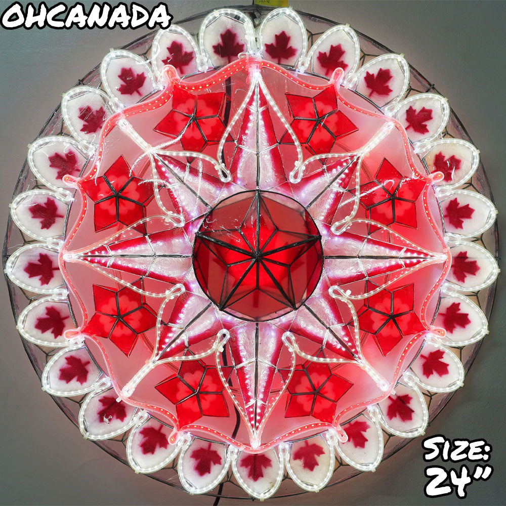 Red/White LED Philippine Christmas Capiz Parol Lantern Star - 24 Inches, 2 KG, 110V