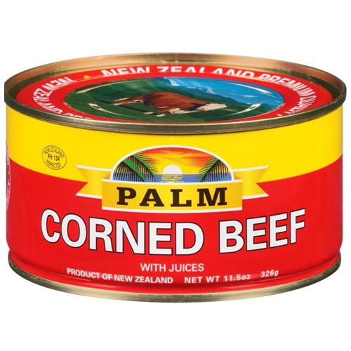Get Tasty Palm Canned Corned Beef with Juices - Less Salty Delight