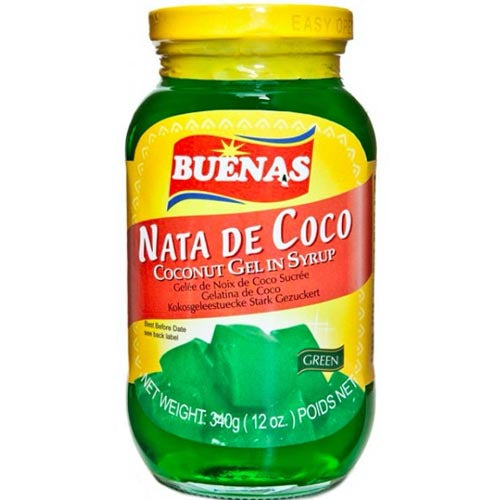 Buenas Green Coconut Gel in Syrup - 12 OZ Premium Nata De Coco
