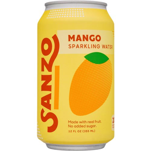 Sanzo 12 OZ Canned Mango Sparkling Water - Taste the Indian Alphonso Mango Now!