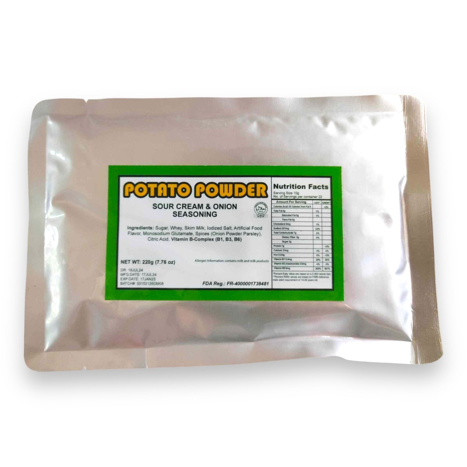 220G Sour Cream and Onion Seasoned Potato Powder - Ideal for French Fries, Authentic Filipino Flavor