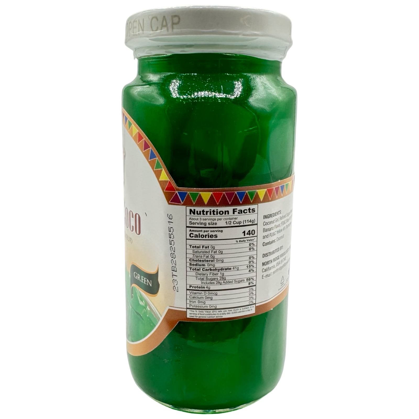 Barrio Fiesta 12 OZ Green Nata De Coco - Tropical Treat for Desserts or Snacking
