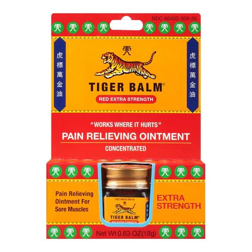 Extra Strength Concentrated Tiger Balm Pain Relieving Ointment for Sore Muscles - 1.8 G