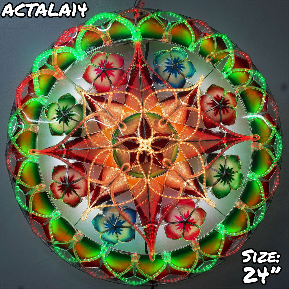 Hot Sale! Filipino Handmade Christmas Capiz Parol Lantern Star in Green, Red, White - 24 Inches, 2 KG, 110 V