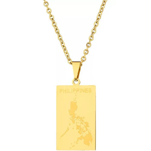 8G Gold Plated Stainless Steel Philippine Map Pendant Necklace Jewelry