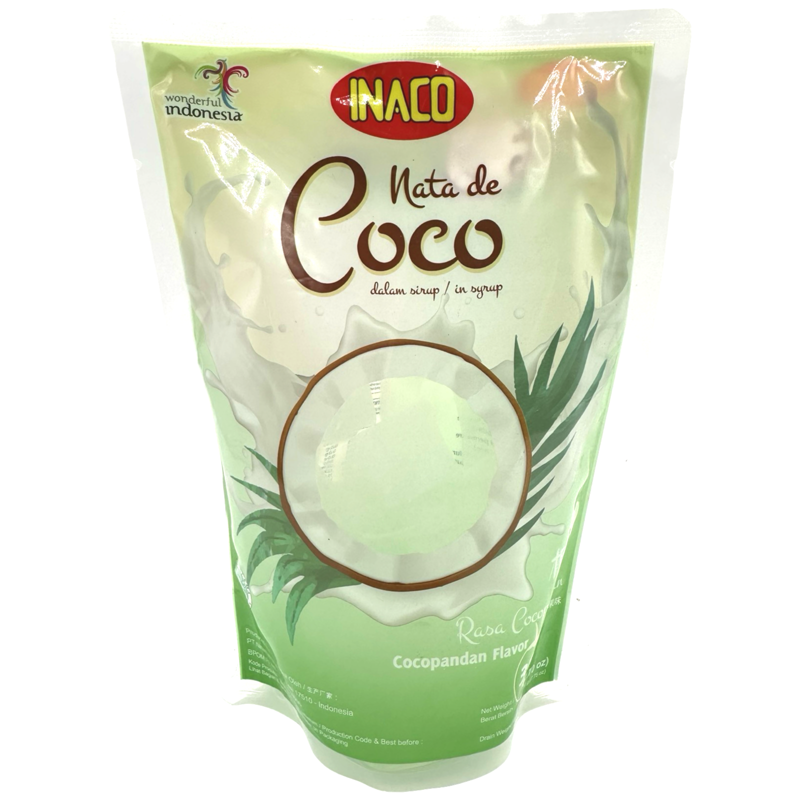 Inaco - 12.7 OZ Coconut Gel in Syrup with Pandan - Flavored Coco Mix