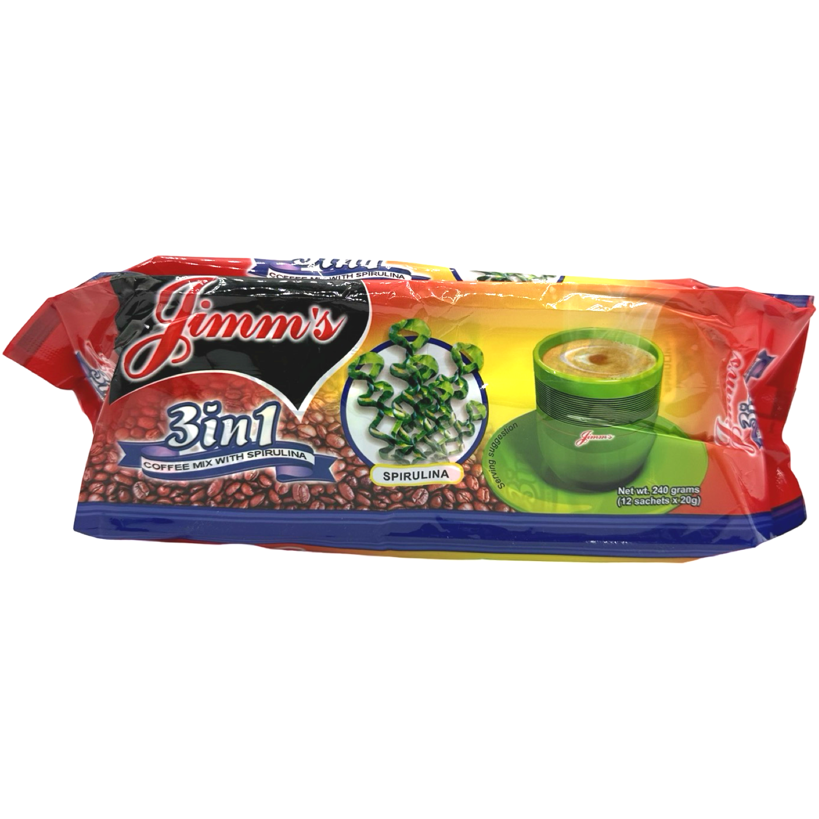 Jimm's Nutritious 3-in-1 Coffee Mix with Spirulina - 12 Sachets (240G)
