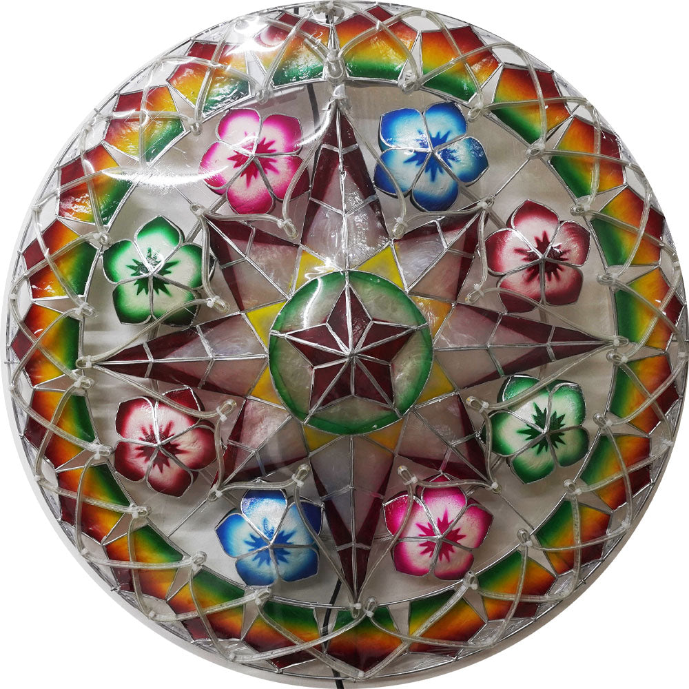 24-Inch Filipino Handmade Christmas Capiz Parol Lantern Star - Green, Red, White (110V, 2KG)