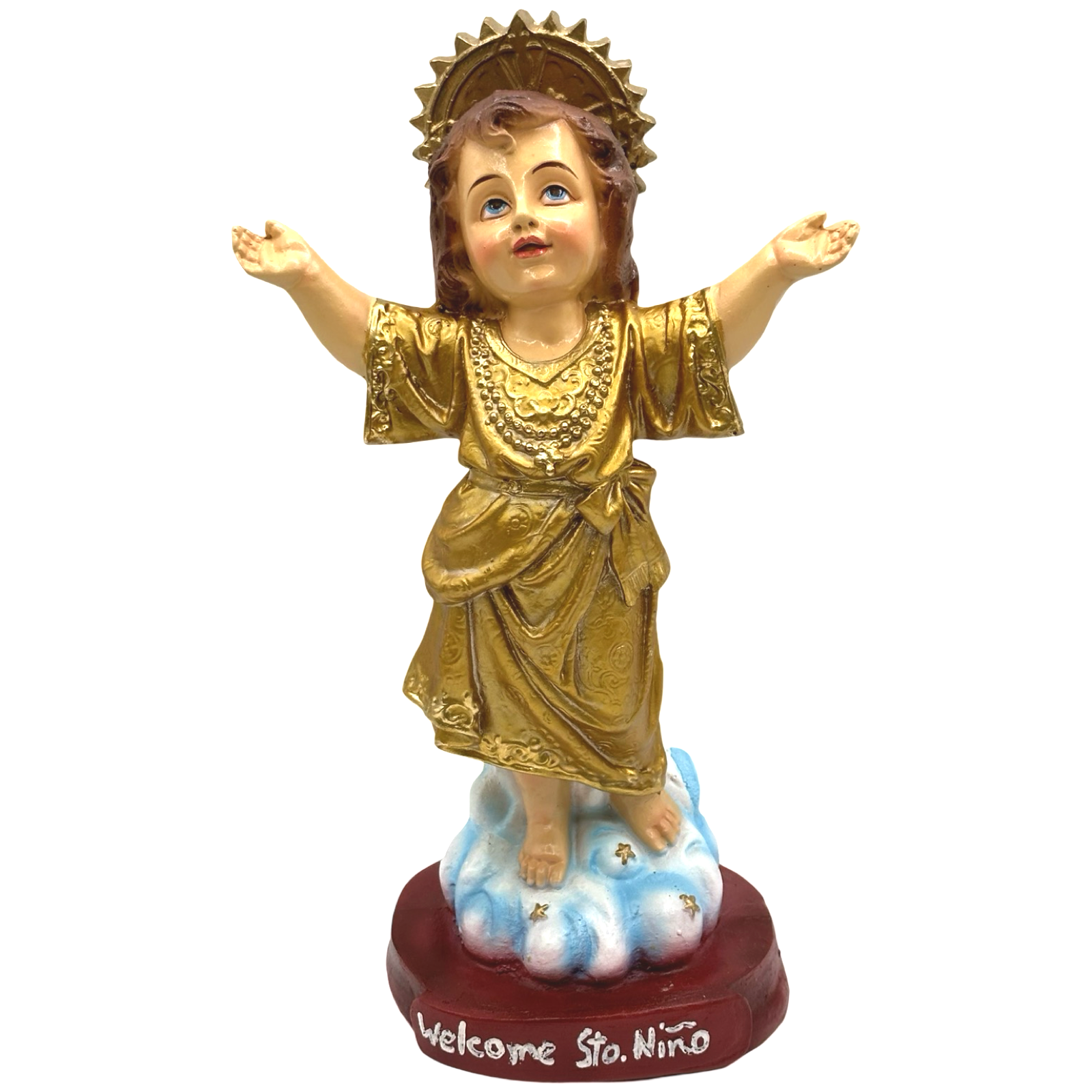 Exclusive GOLD 12 x 7.5 inches Sto. Niño Religious Statue Figurine - Top Philippine Handicrafts