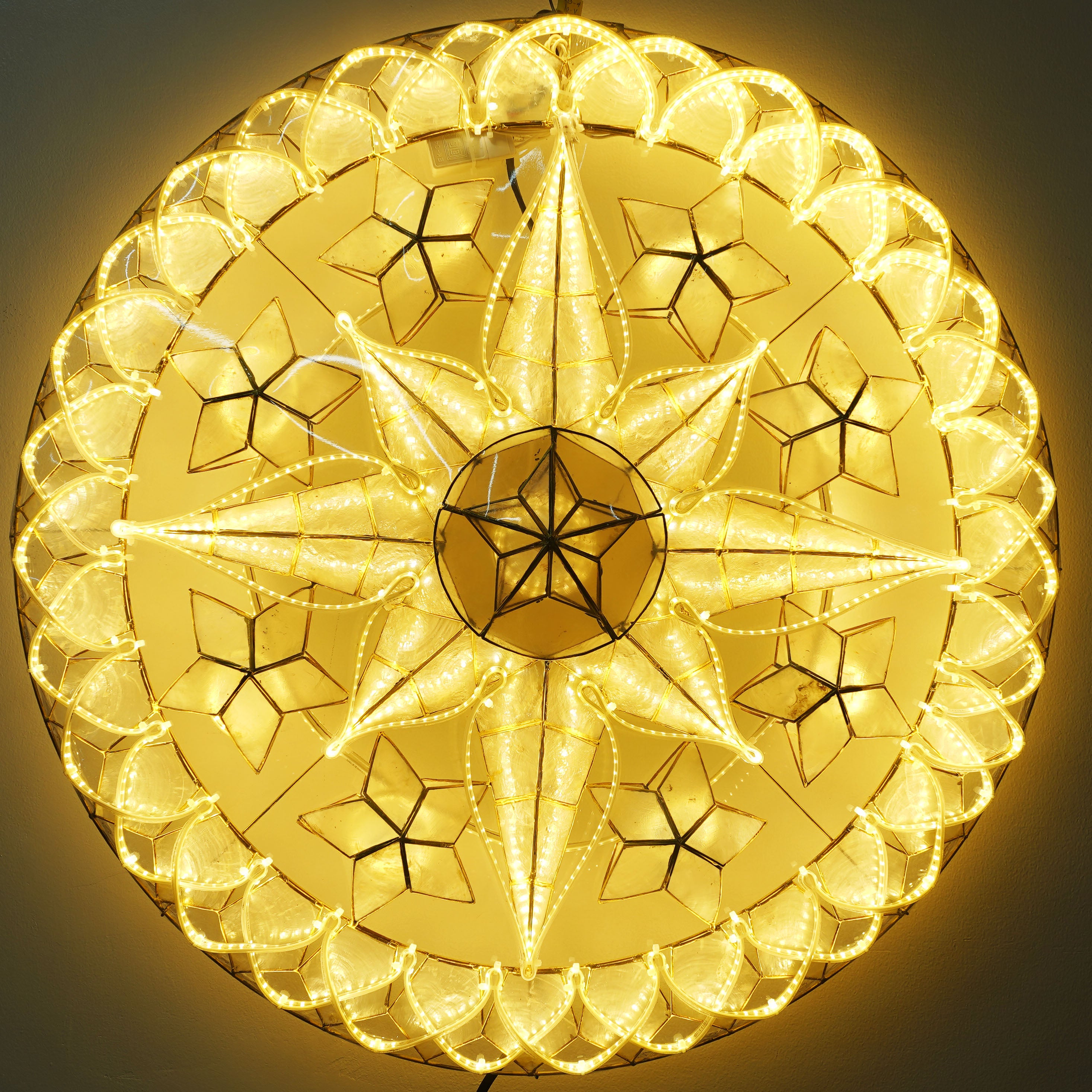Exclusive Philippines Christmas Capiz Parol Star Lantern - White LED Show, 30 Inches, 4 KG, 110V