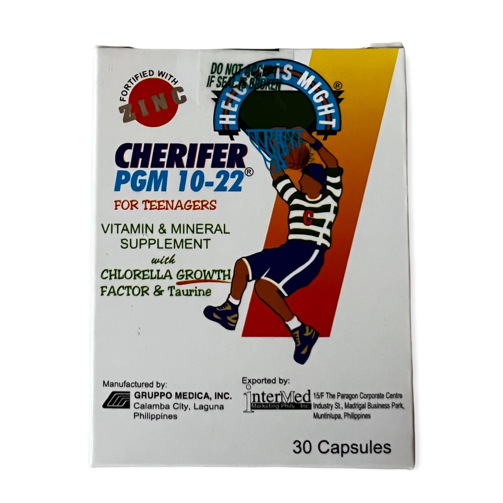 Cherifer PGM 10 - 22 for Teens: 30 Capsules with Taurine and CGF, Great Offer!