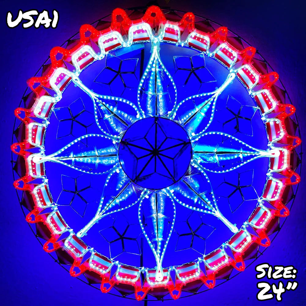 Hot! Philippines Handmade Christmas Capiz Parol Star Lantern - Red/White/Blue LED Show, 24 Inches, 2 KG, 110V