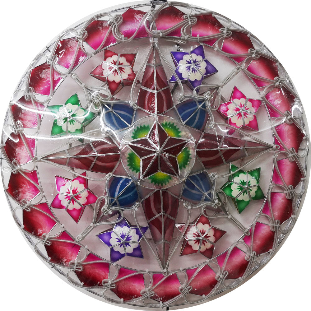 Philippines Handmade Capiz Shell Christmas Star Parol Lantern - White/Red/Purple, 24 Inches, 2 KG, 110 V