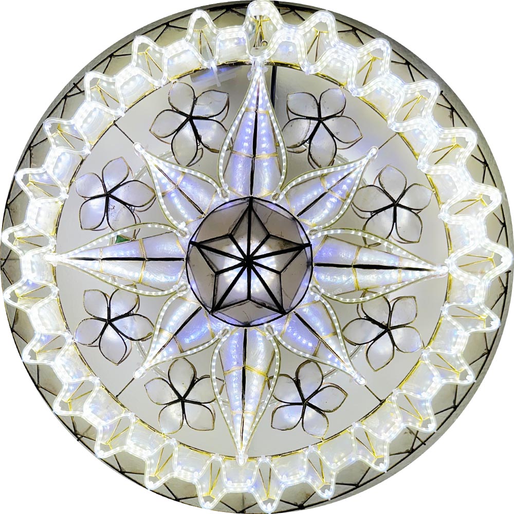 24-Inch White LED Philippines Handmade Capiz Parol Star Christmas Lantern (Tala) 2KG 110V (CY41)