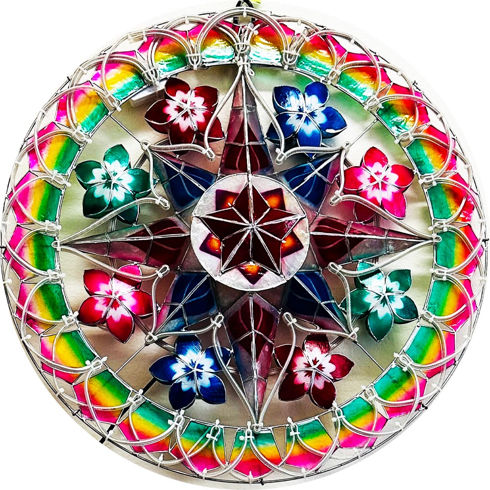 Hot! Philippines Handmade Capiz Parol Lantern Star (Tala) - Red/Green/White LED Show, 24 Inches, 2 KG, 110V (LB40)