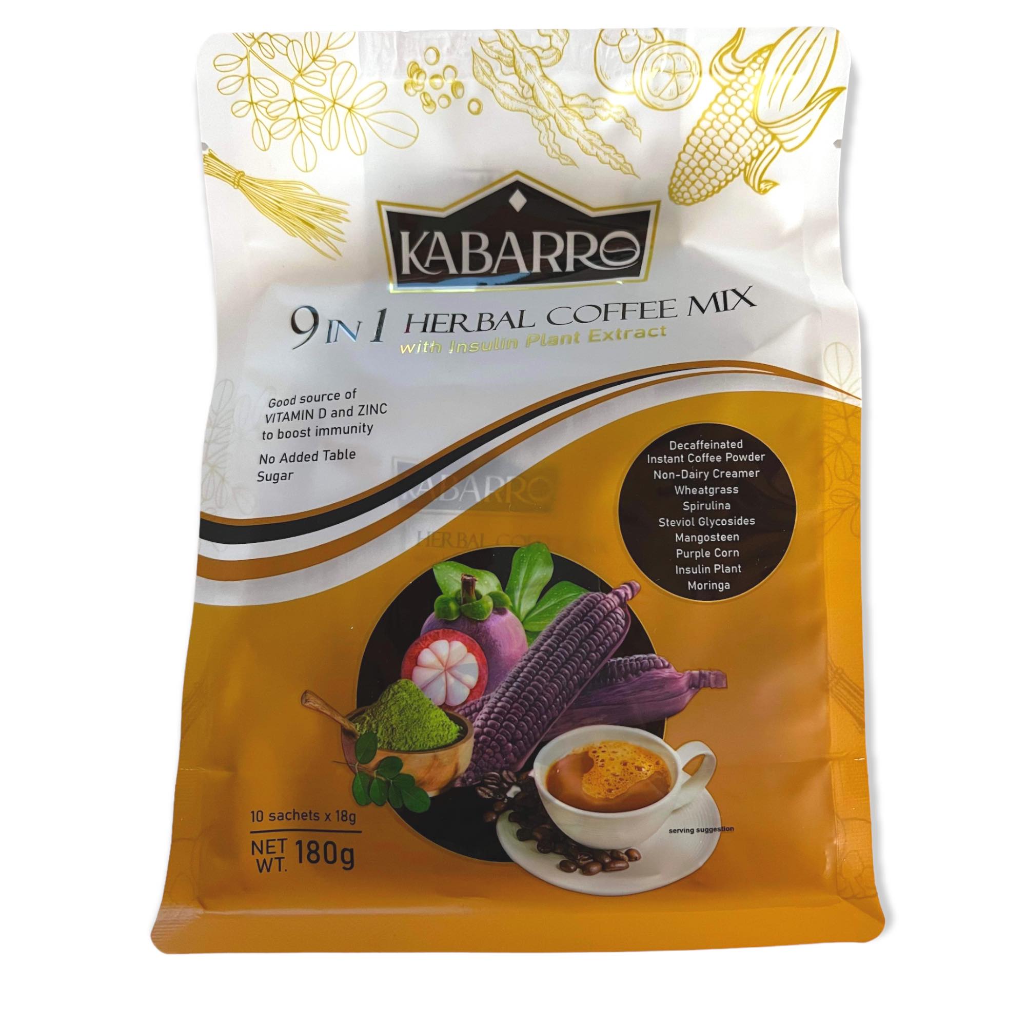 Hot Deal! Kabarro 9-in-1 Herbal Coffee Mix, 10 Sachets (180 G)