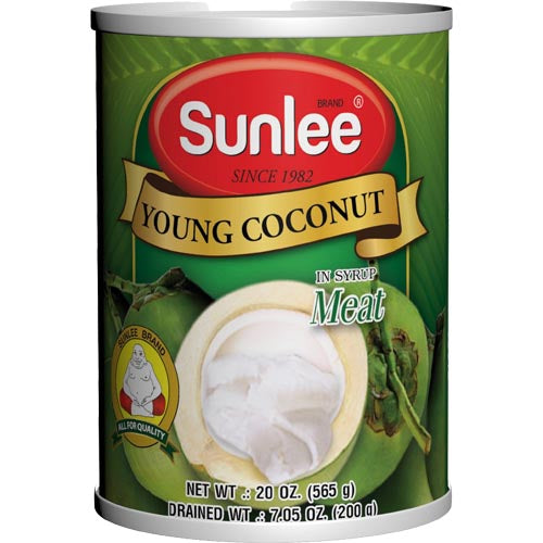 Sunlee - 20 OZ Can of Young Coconut in Syrup - Ideal for Delicious Desserts