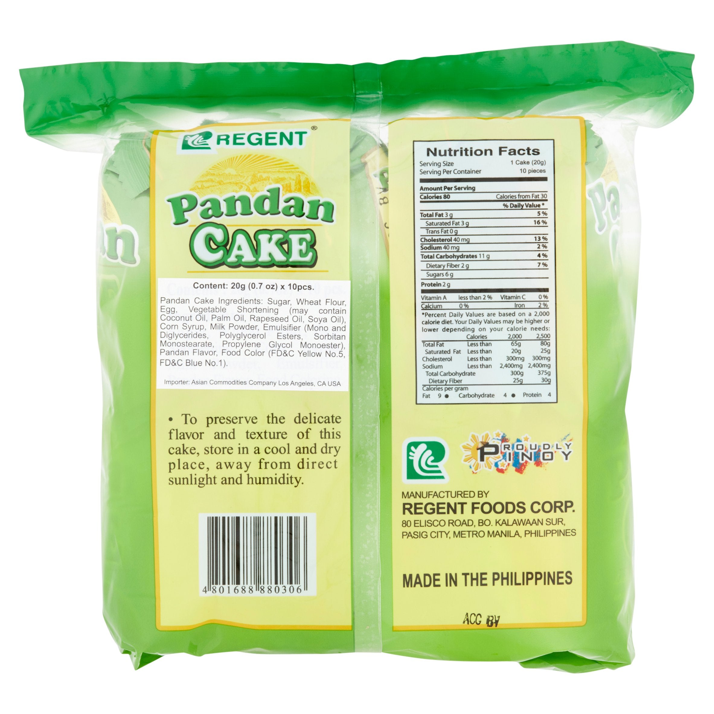Regent Pandan Cake - 10 Pack, .7 OZ - Fresh & Tasty!