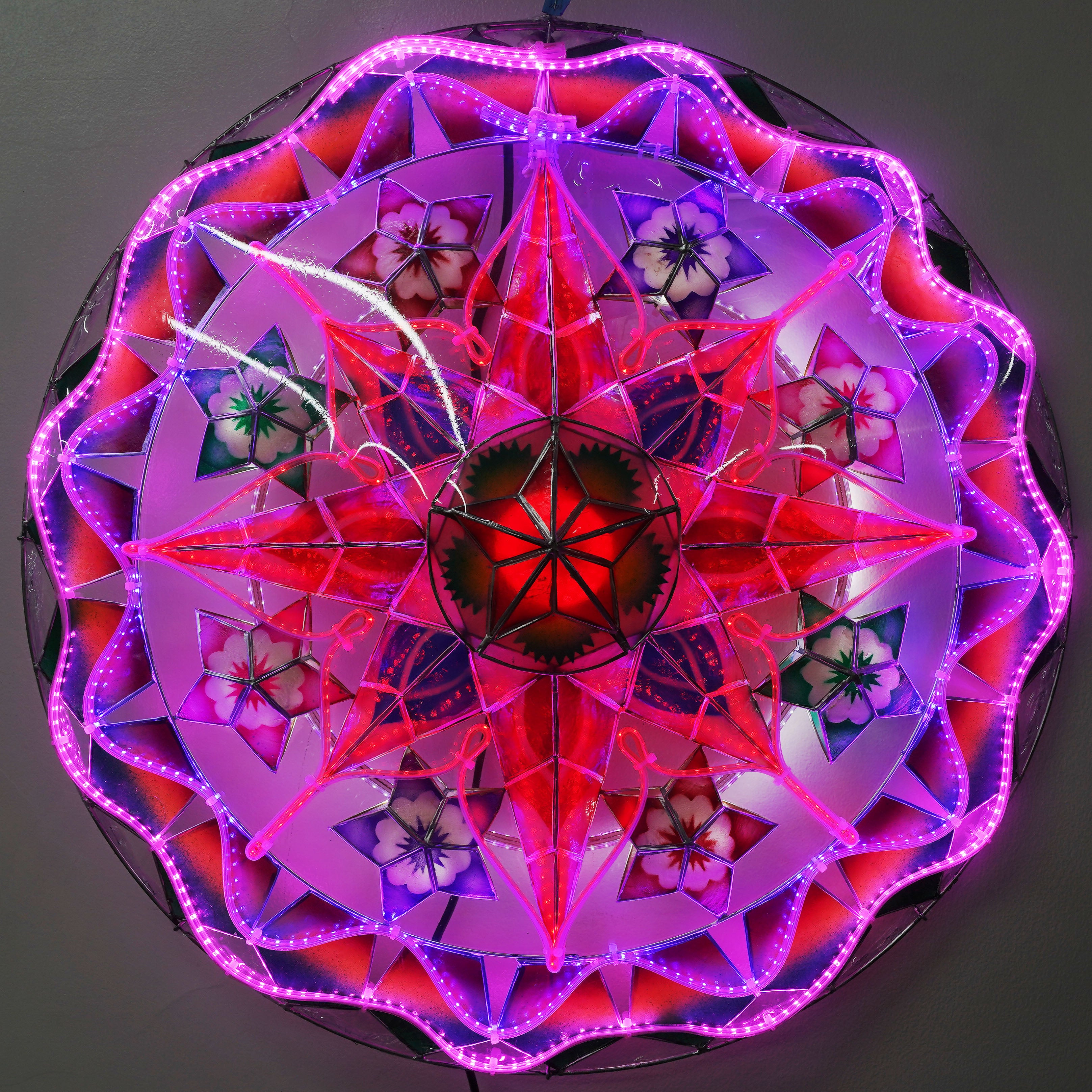 Hot Sale! Philippines Handmade Christmas Capiz Parol Lantern Star in Blue, Red, Purple - 24 Inches, 2 KG, 110 V