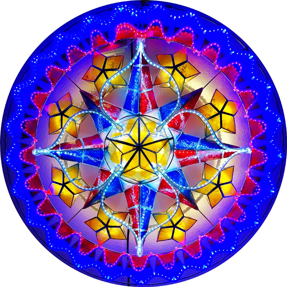 Hot Deal! Philippines Christmas Capiz Parol Lantern Star - Yellow/Red/White/Blue LED Show, 24 Inches, 2 KG, 110 V