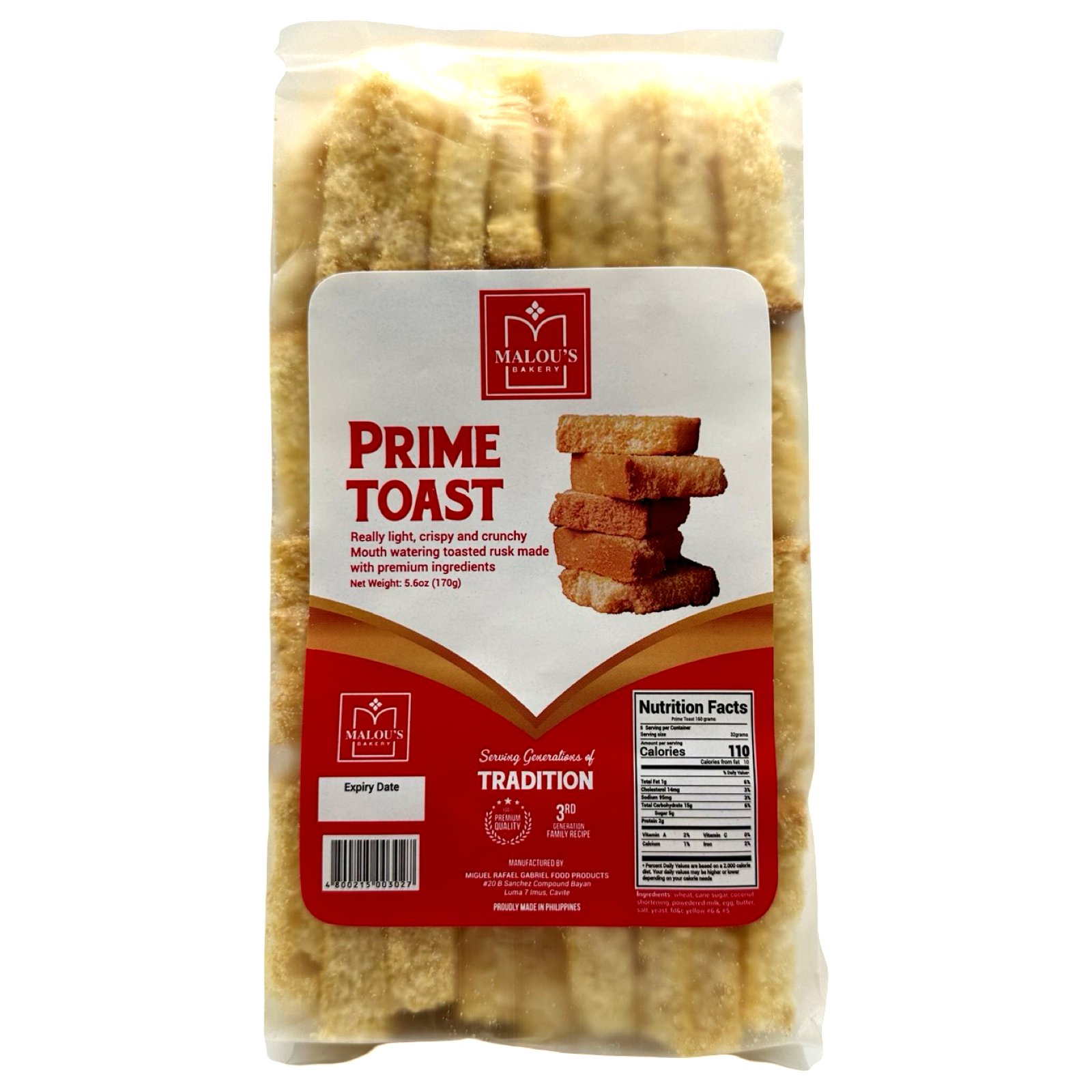 Malou's Premium 170 G Prime Toast