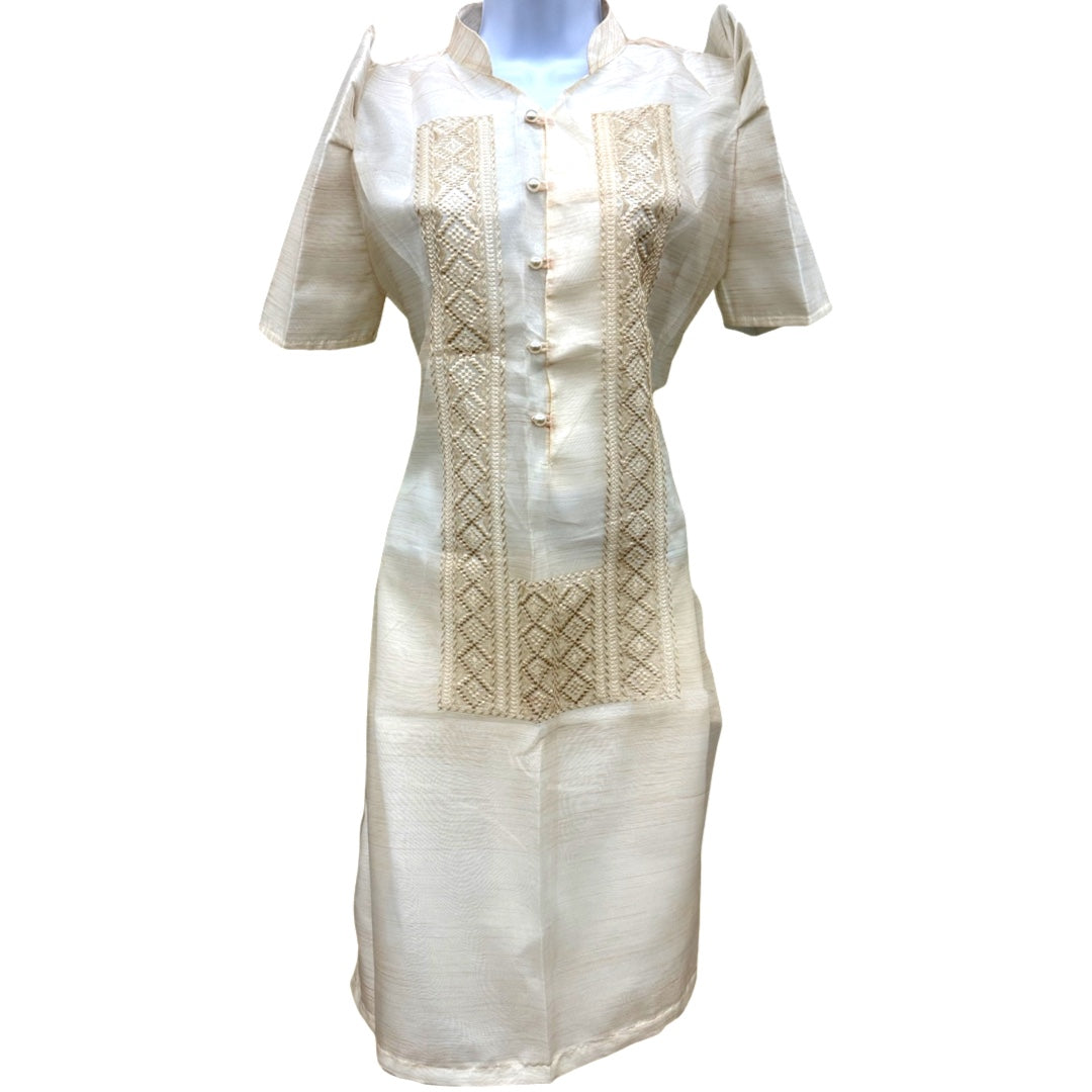 Special Double - Lined Baro't Saya Filipiniana with Brown Bayong Piping Design