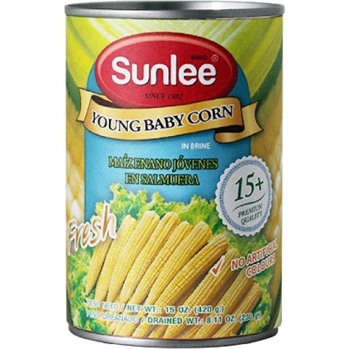 Sunlee 15-OZ Brined Young Baby Corn - A Tasty and Healthy Delight