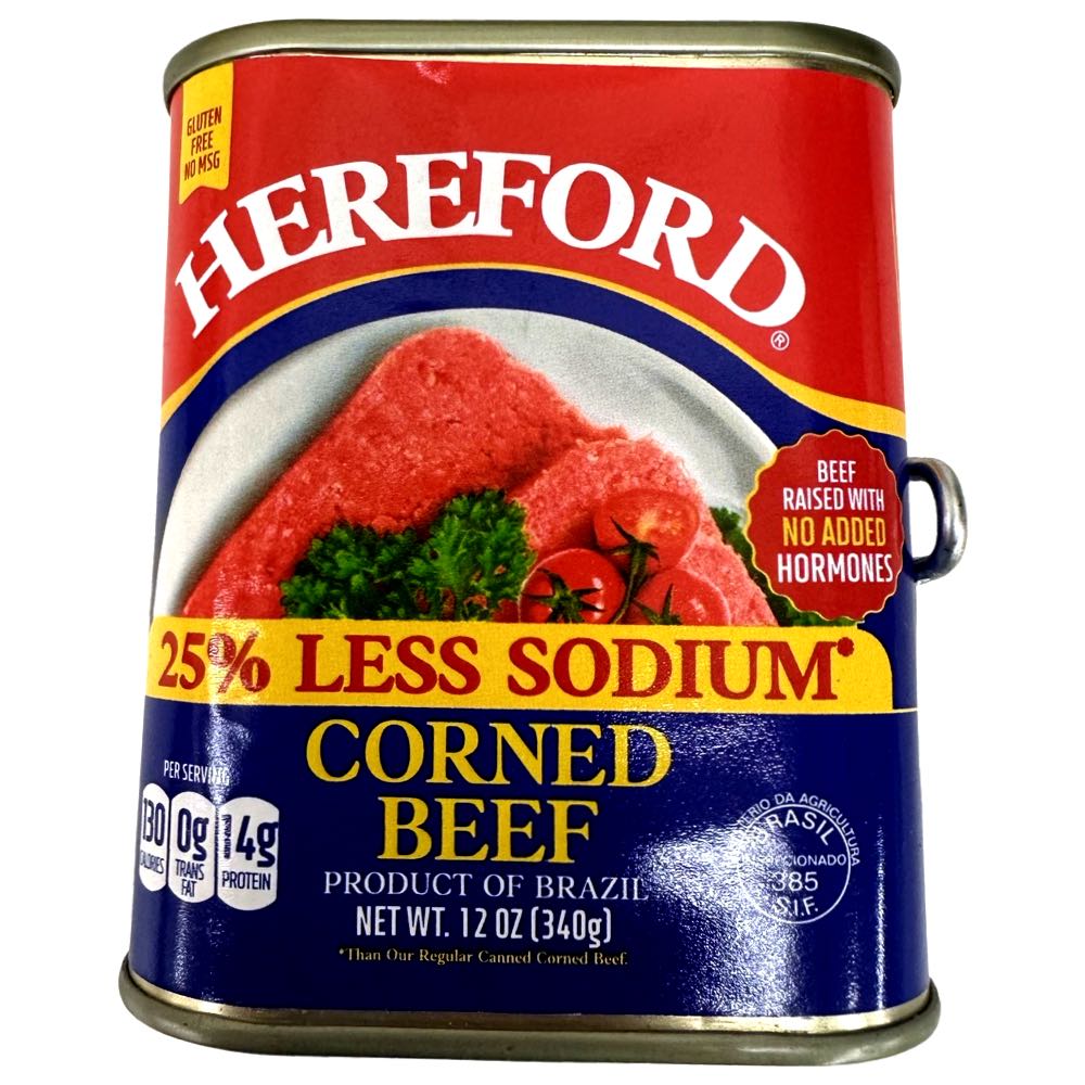 Hereford Corned Beef - 12 OZ Can with 25% Less Sodium - Great Value!